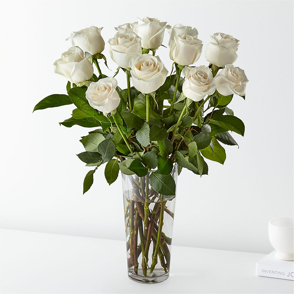 Long Stem White Rose Bouquet – Blossom And Belle, Orlando FL