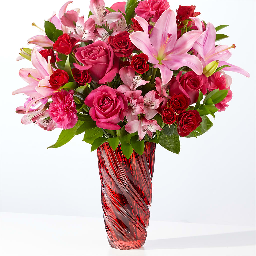 In Love Bouquet with Luxe Swirl Vase – Blossom And Belle, Orlando FL