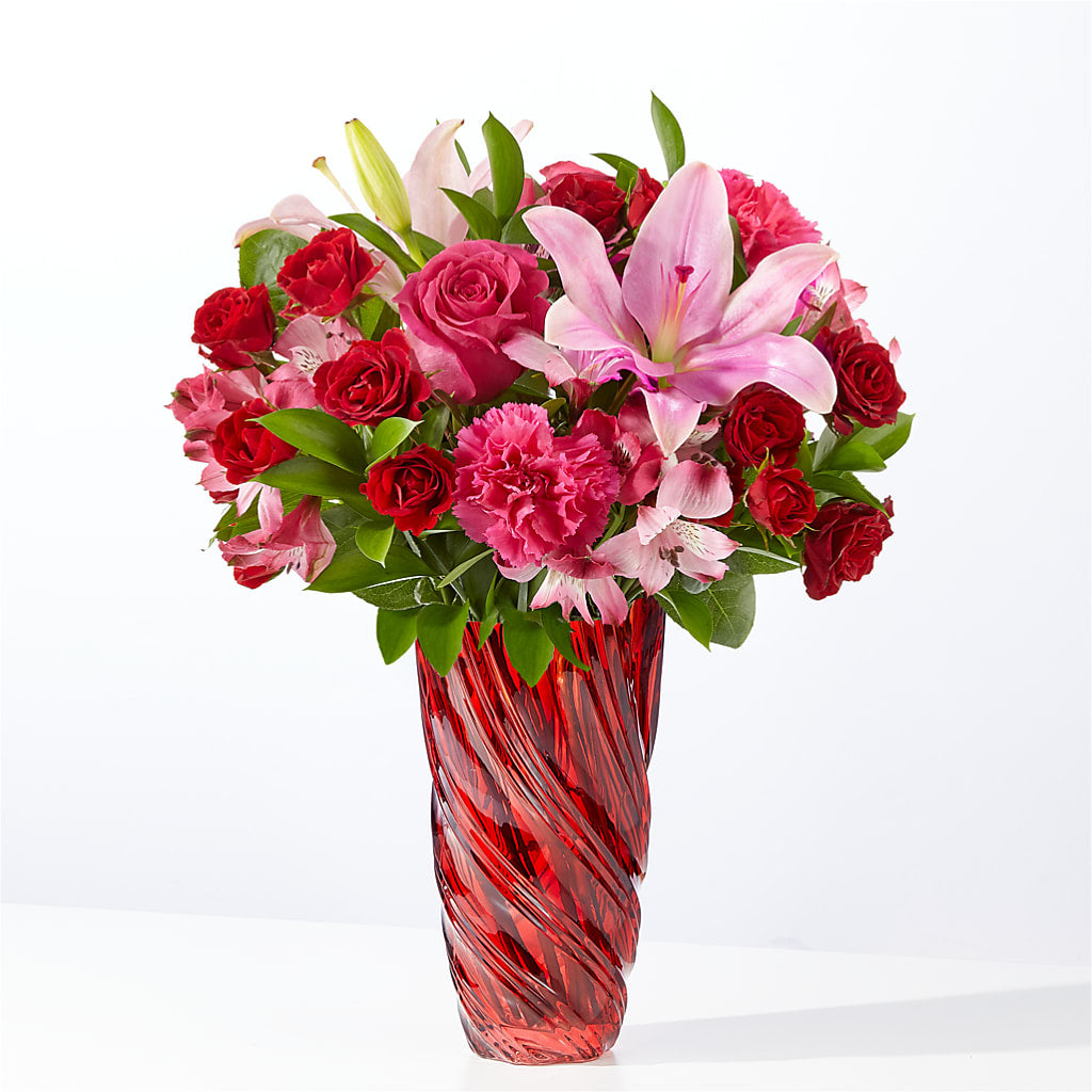 In Love Bouquet with Luxe Swirl Vase – Blossom And Belle, Orlando FL
