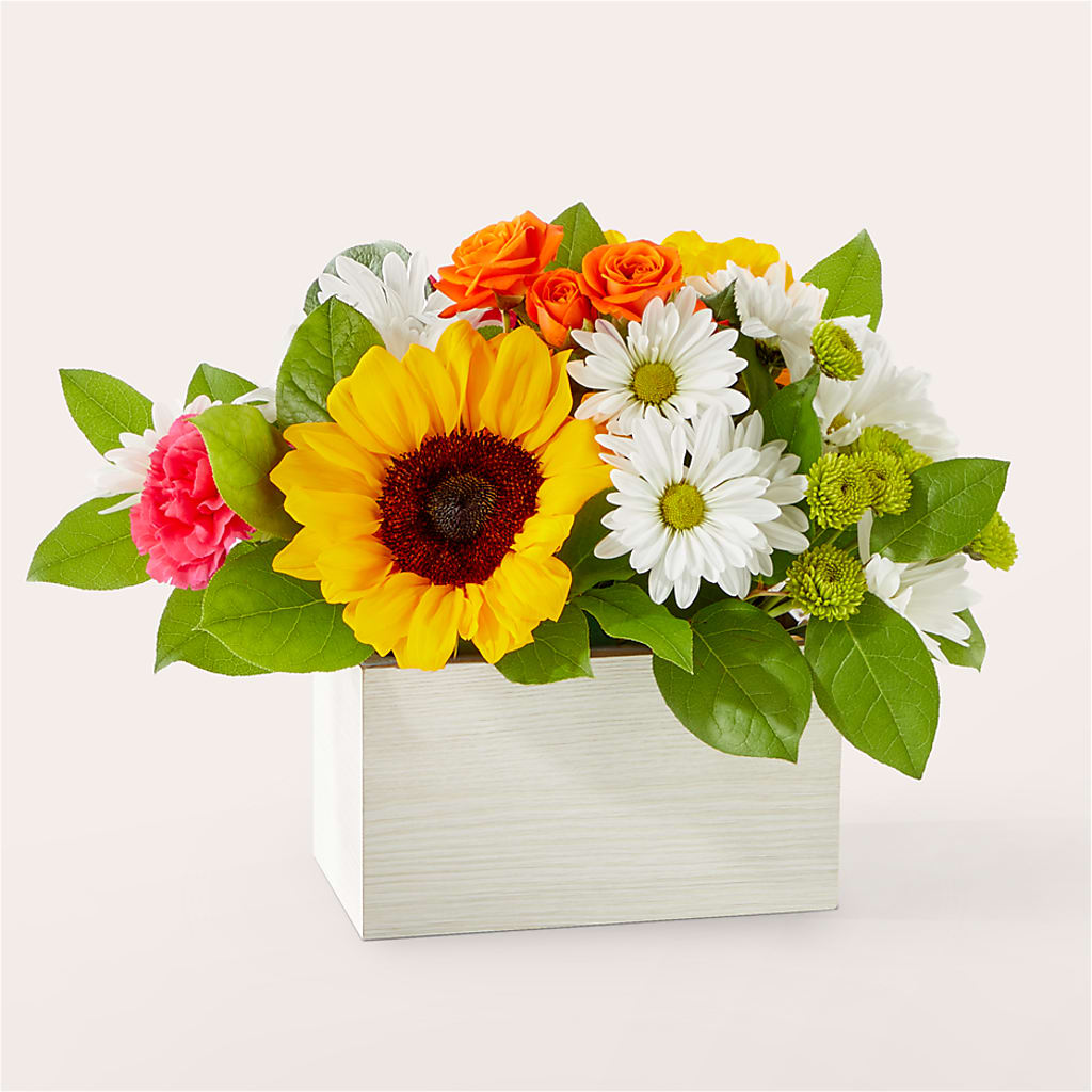 Sun-drenched Blooms Box Bouquet – Blossom And Belle, Orlando FL