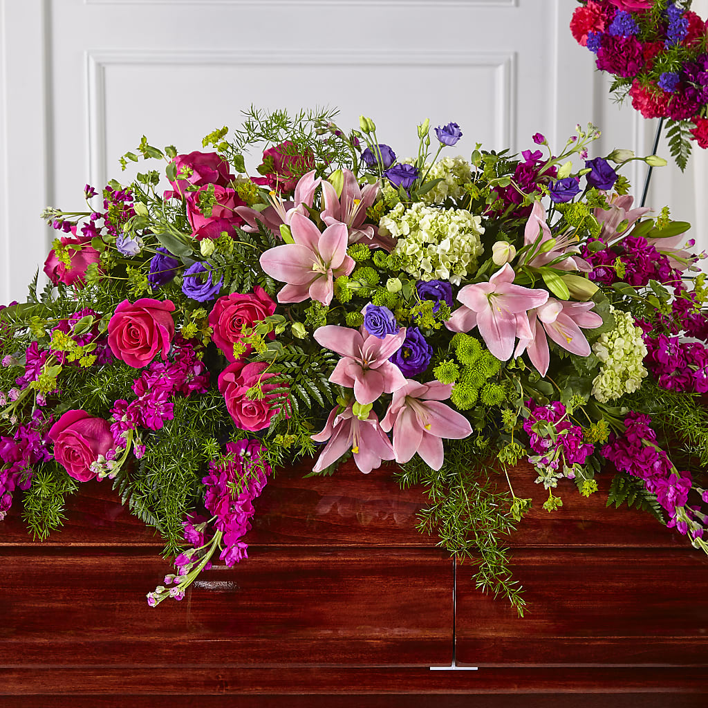 Radiant Tribute Casket Spray – Blossom And Belle, Orlando FL