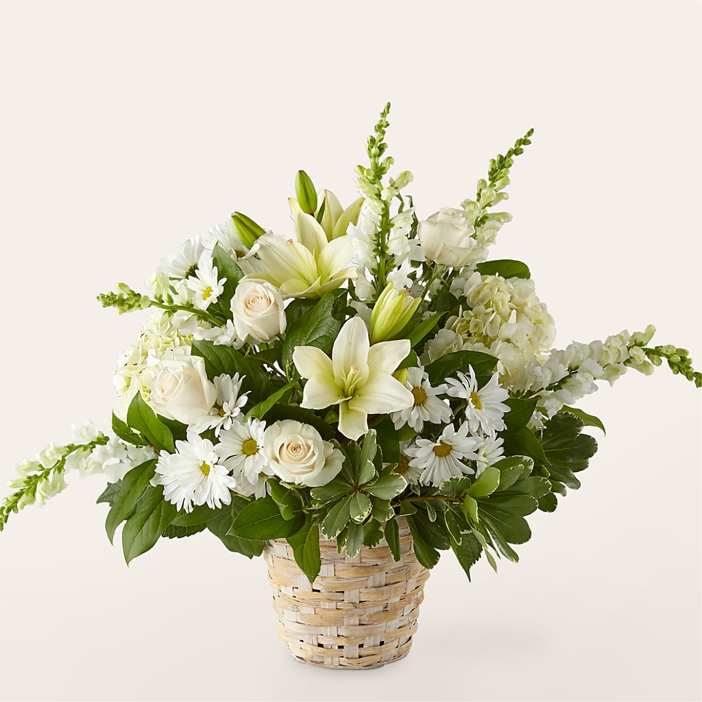 Ivory Elegance Floral Basket – Blossom And Belle, Orlando FL