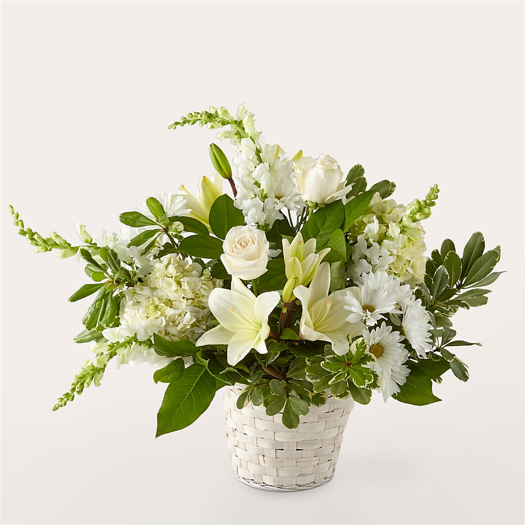 Ivory Elegance Floral Basket – Blossom And Belle, Orlando FL