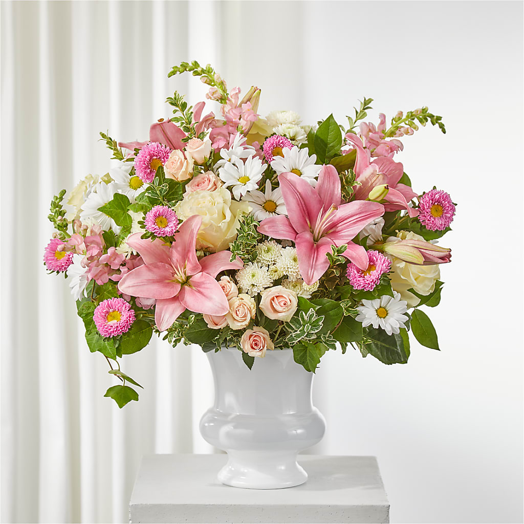 Empathetic Blooms Urn Arrangement – Blossom And Belle, Orlando FL