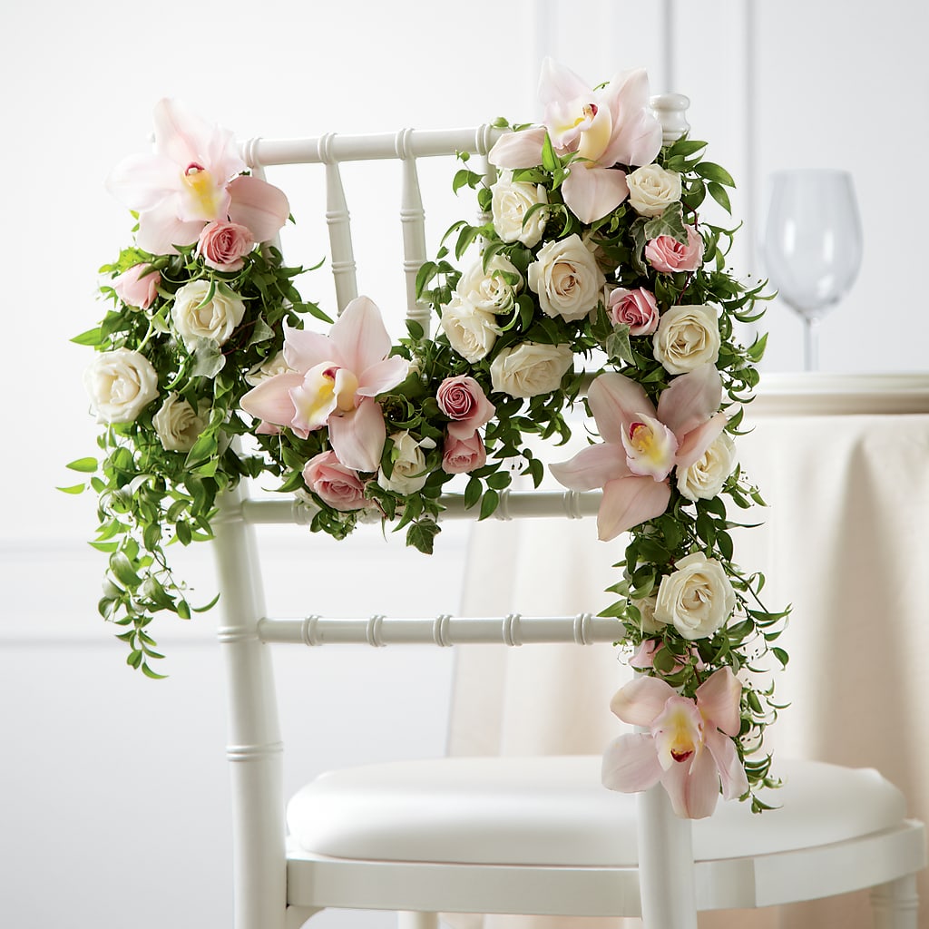 Orchid Rose Chair Décor – Blossom And Belle, Orlando FL