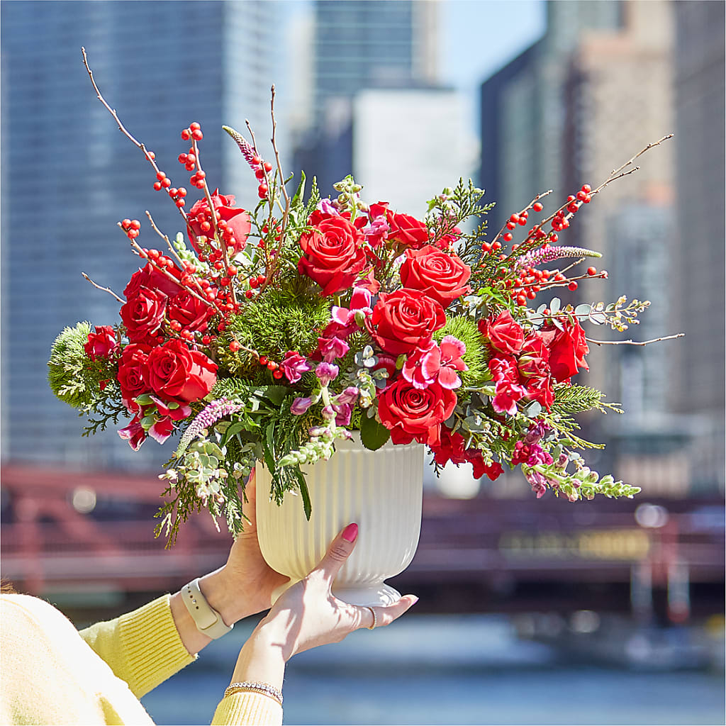 Big Red Bow Bouquet –  Blossom And Belle, Orlando FL