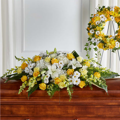 Golden Harmony Casket Spray –  Blossom And Belle, Orlando FL