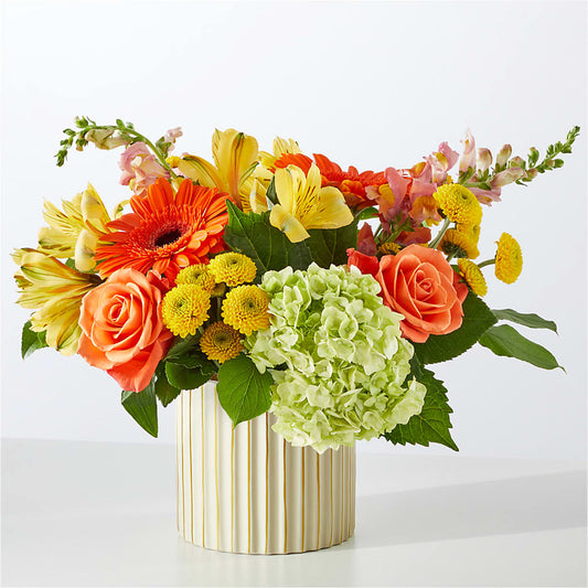 Autumn Sunshine Bouquet with Ivory Vase –  Blossom And Belle, Orlando FL