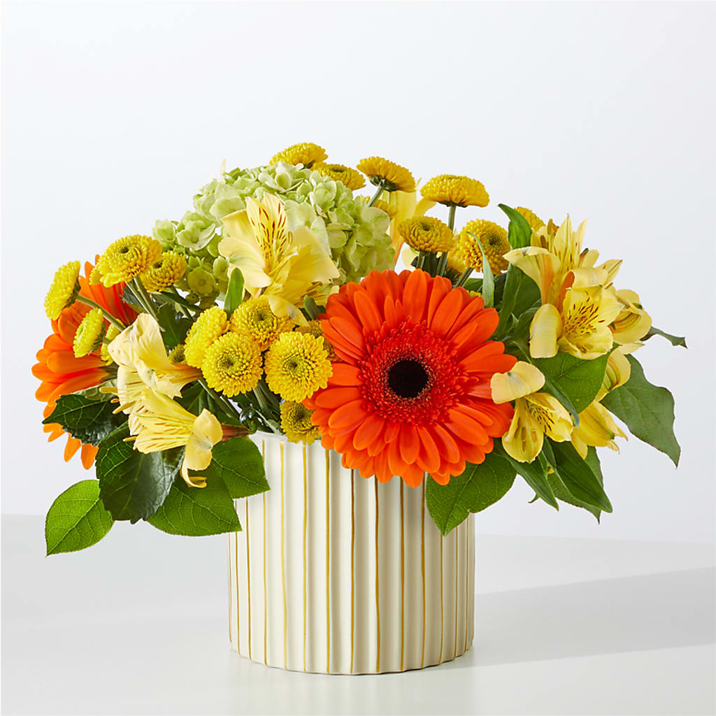 Autumn Sunshine Bouquet with Ivory Vase –  Blossom And Belle, Orlando FL